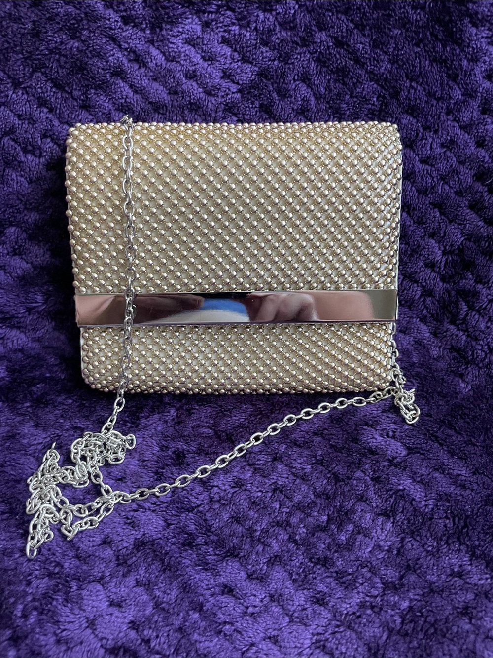 Jessica McClintock Gold Beaded -Silver Chain & Accent EUC